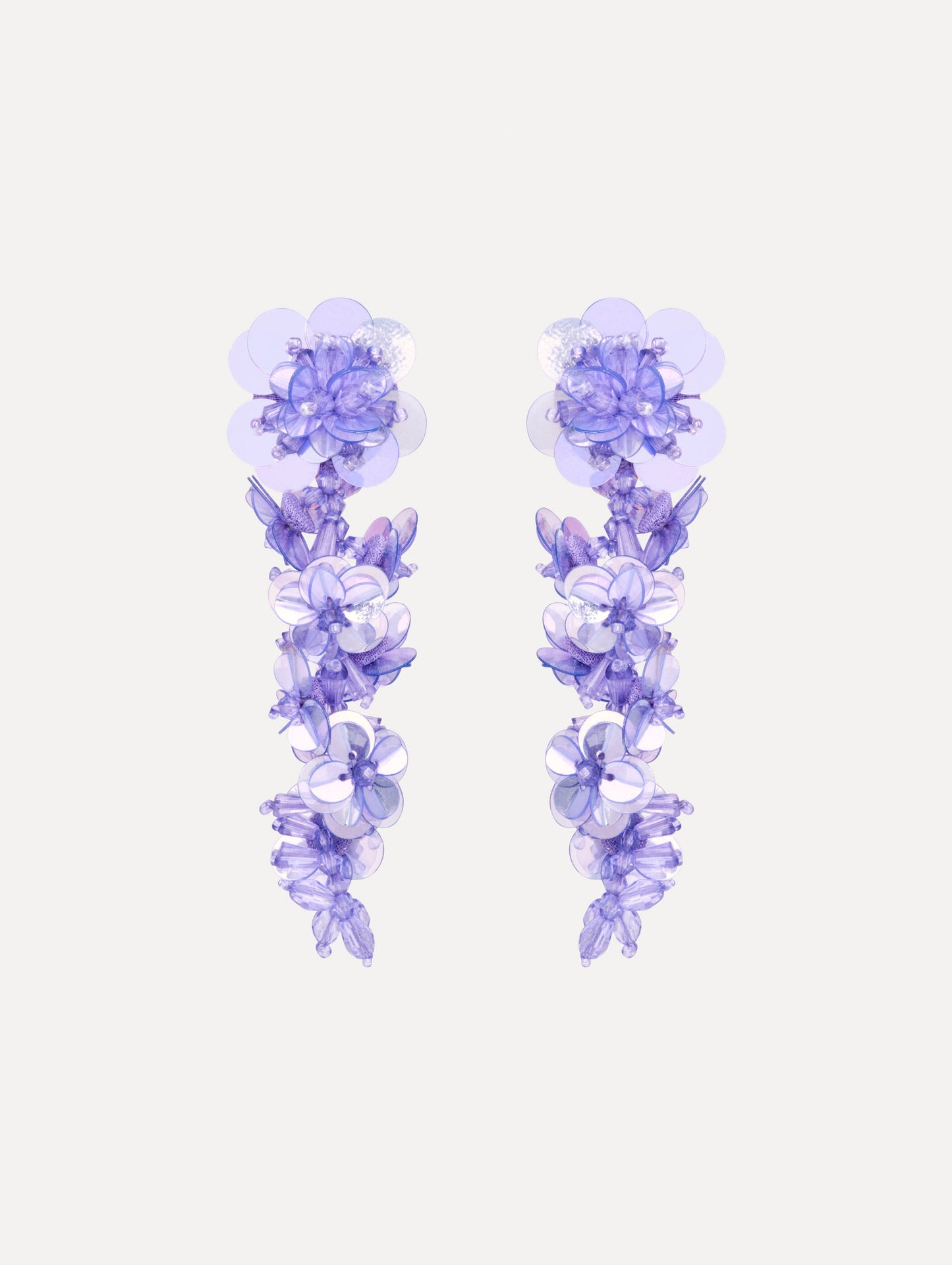 Sequin Flower Clip-On Earrings Sweet pea / Oscar de la Renta