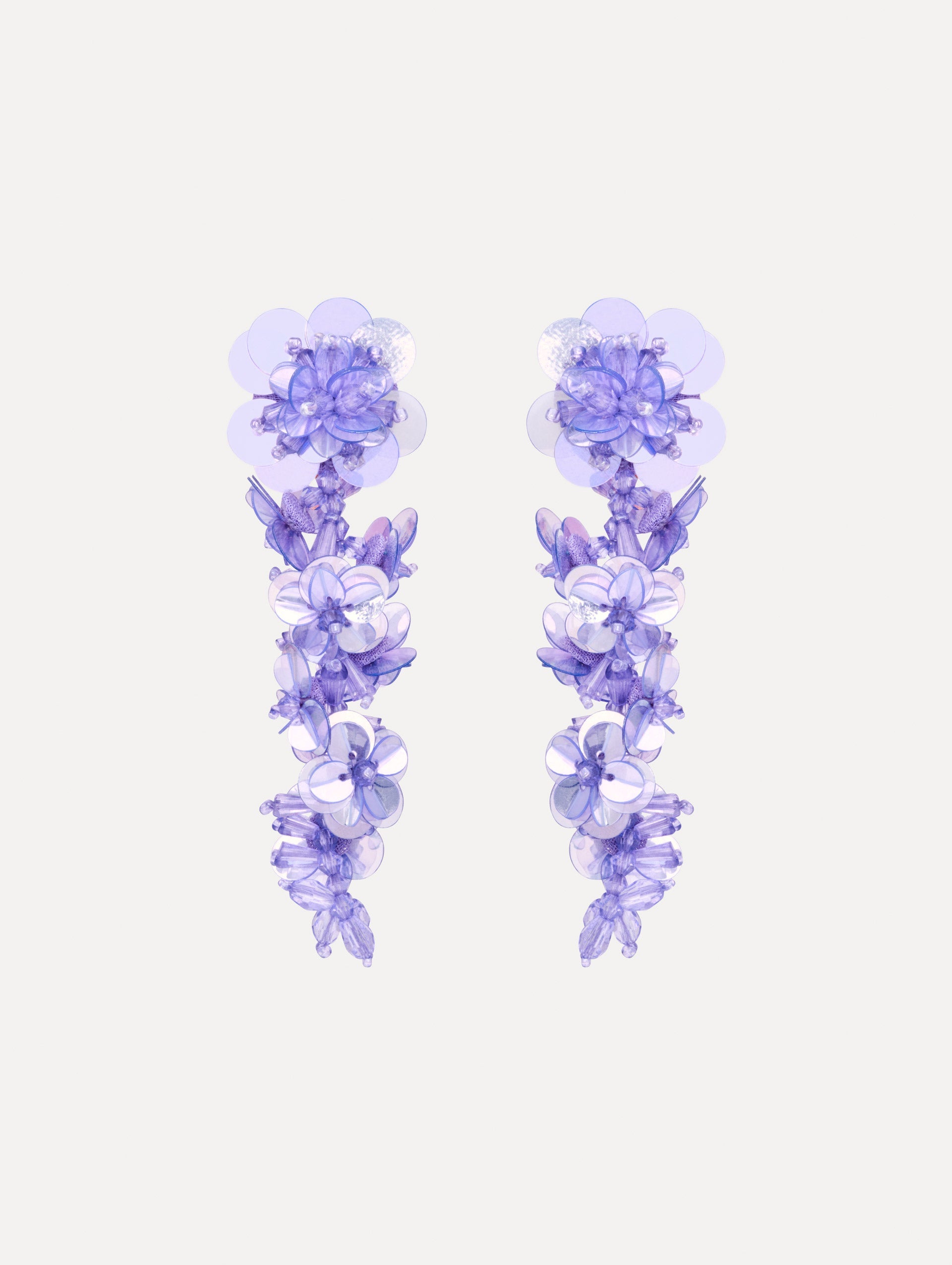 Sequin Flower Clip-On Earrings Sweet pea / Oscar de la Renta