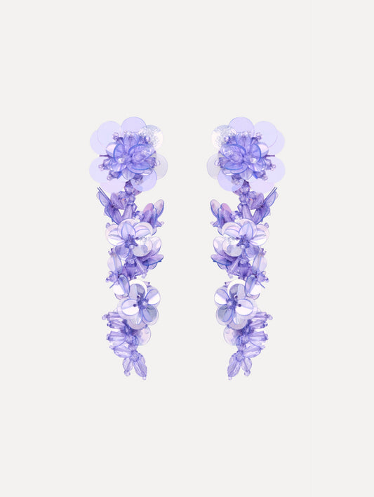 Sequin Flower Clip-On Earrings Sweet pea / Oscar de la Renta