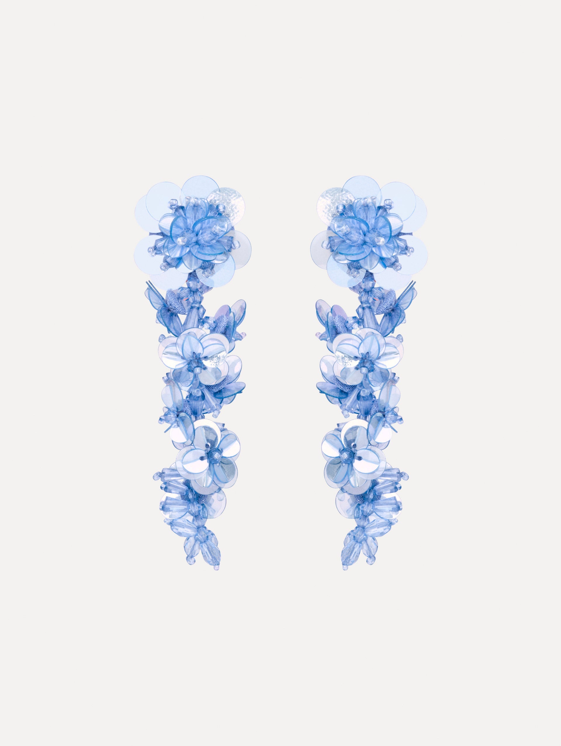 Sequin Flower Clip-On Earrings Twilight / Oscar de la Renta