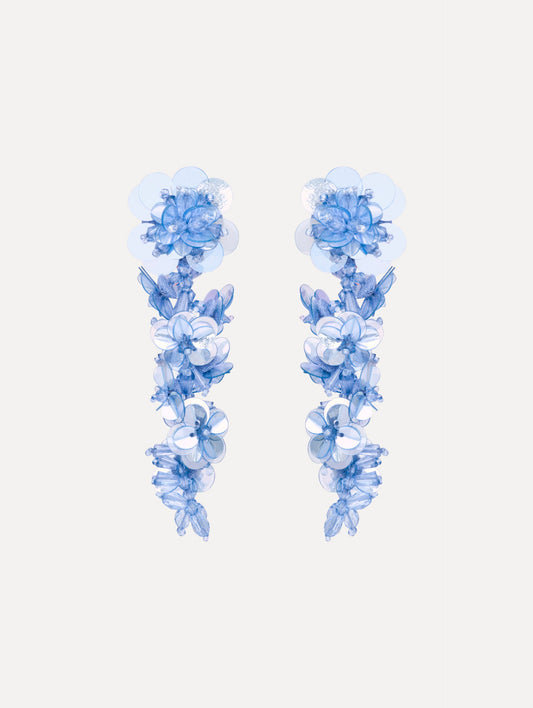 Sequin Flower Clip-On Earrings Twilight / Oscar de la Renta