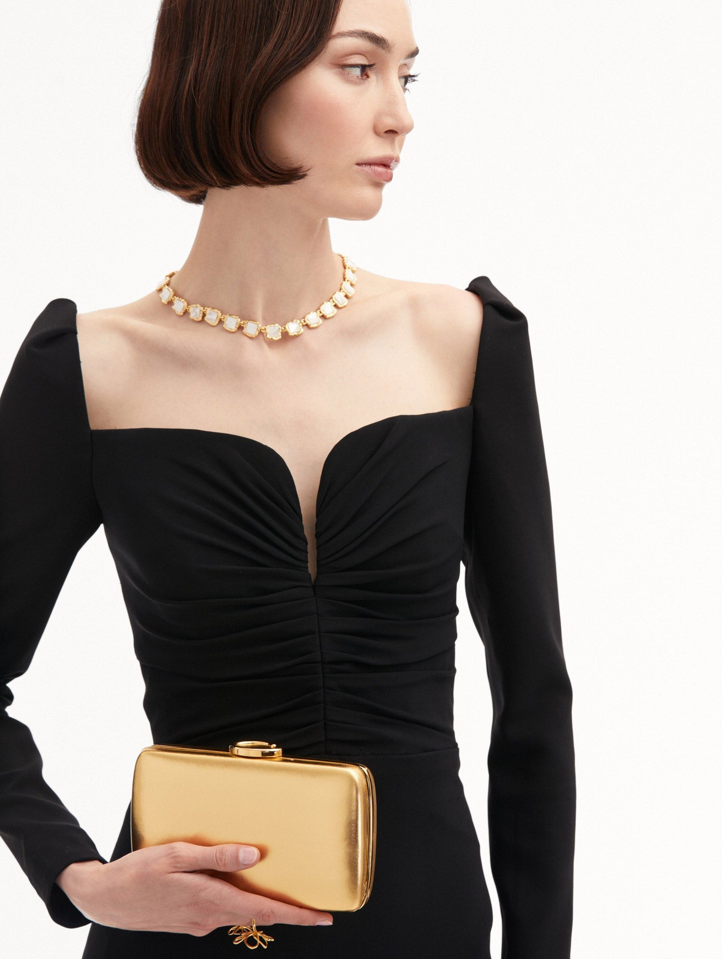 O Metallic Minaudière Gold / Oscar de la Renta