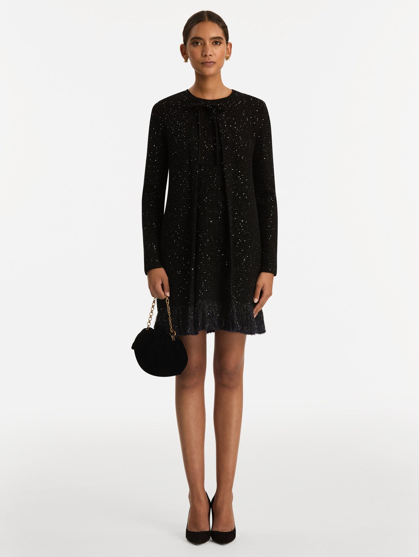 Mini Velvet Bow Clutch Black / Oscar de la Renta
