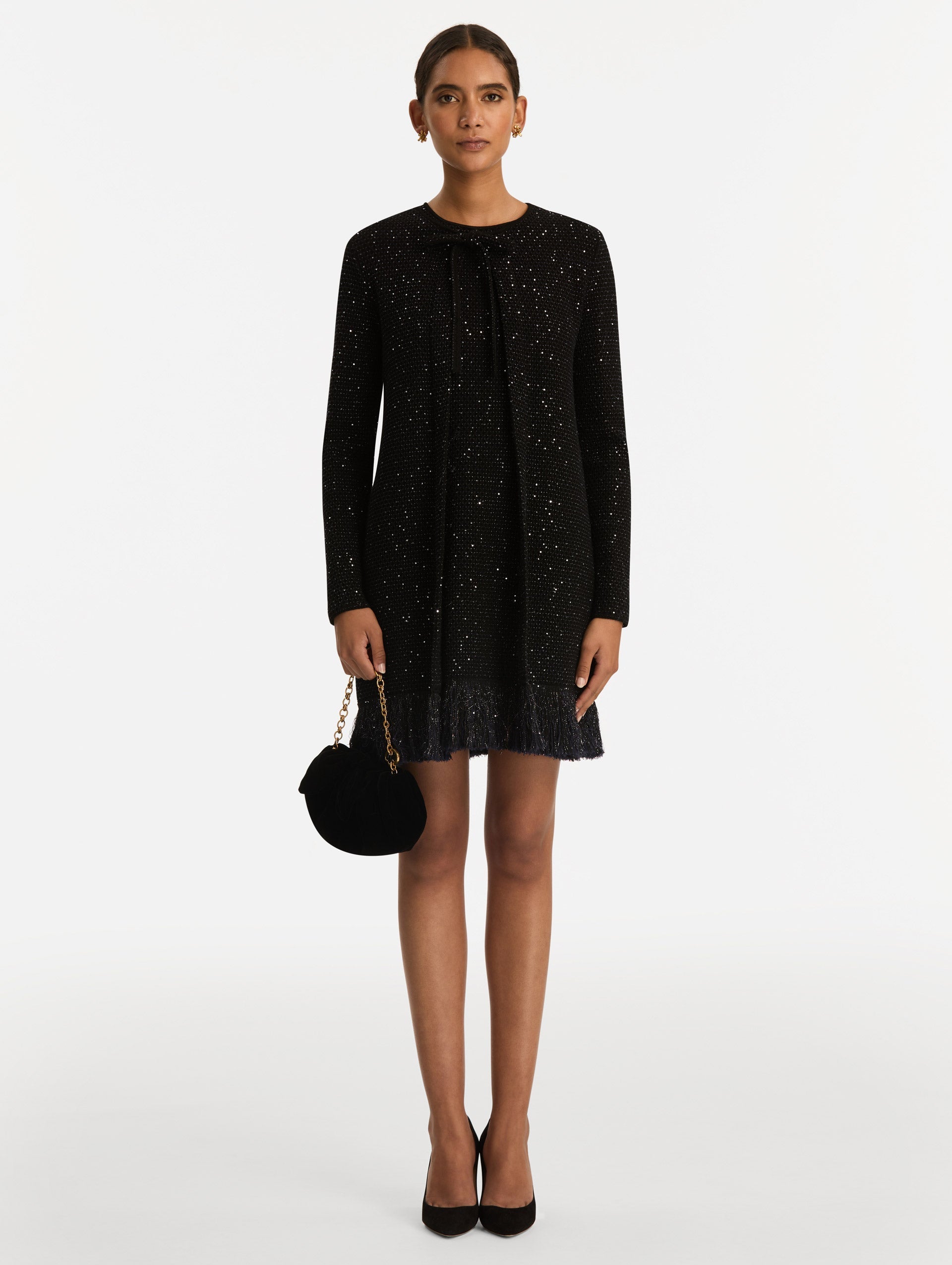 Mini Velvet Bow Clutch Black / Oscar de la Renta