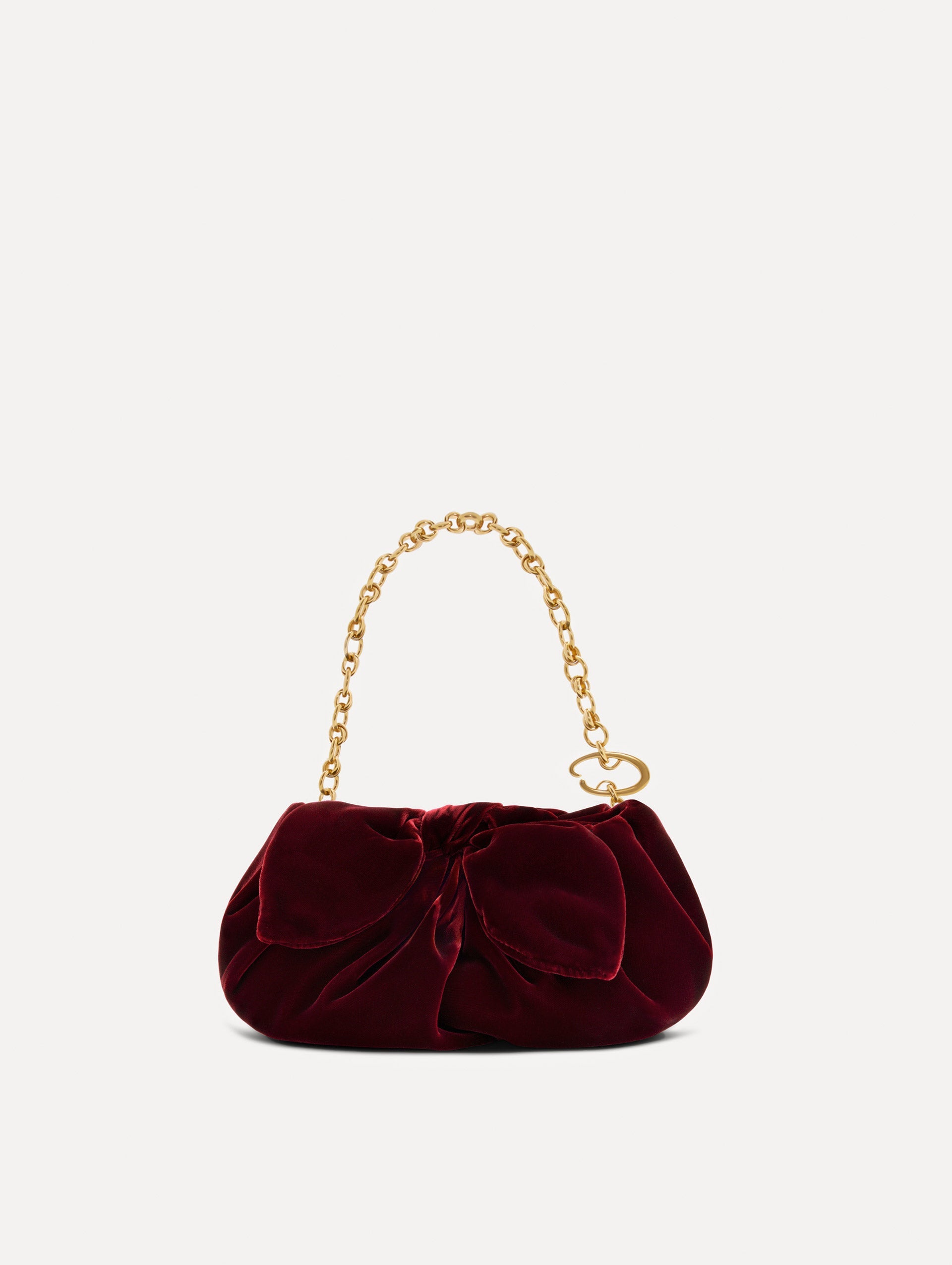 Mini Velvet Bow Clutch Dark red/cranberry / Oscar de la Renta