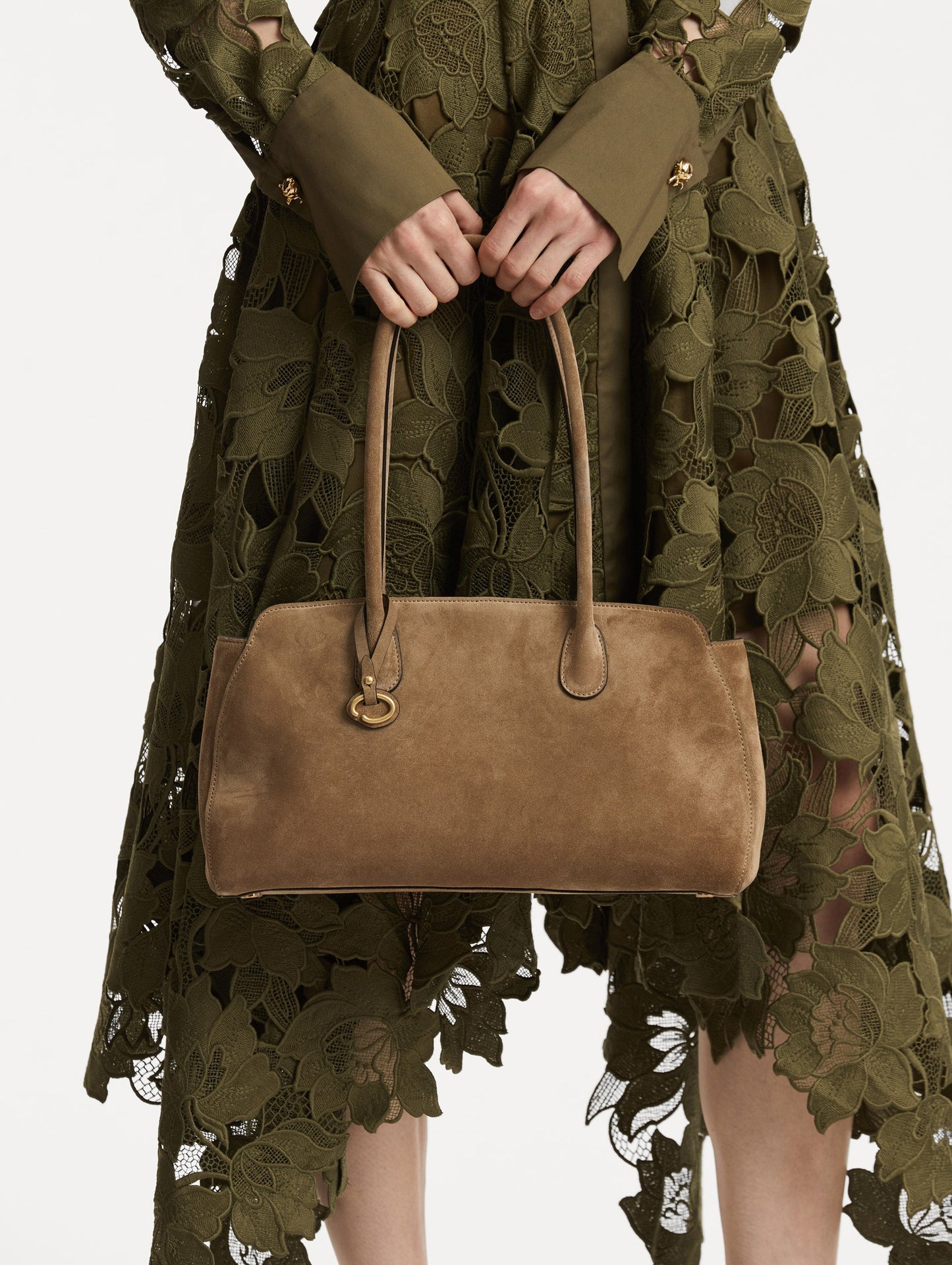 The Aster in Suede Taupe / Oscar de la Renta