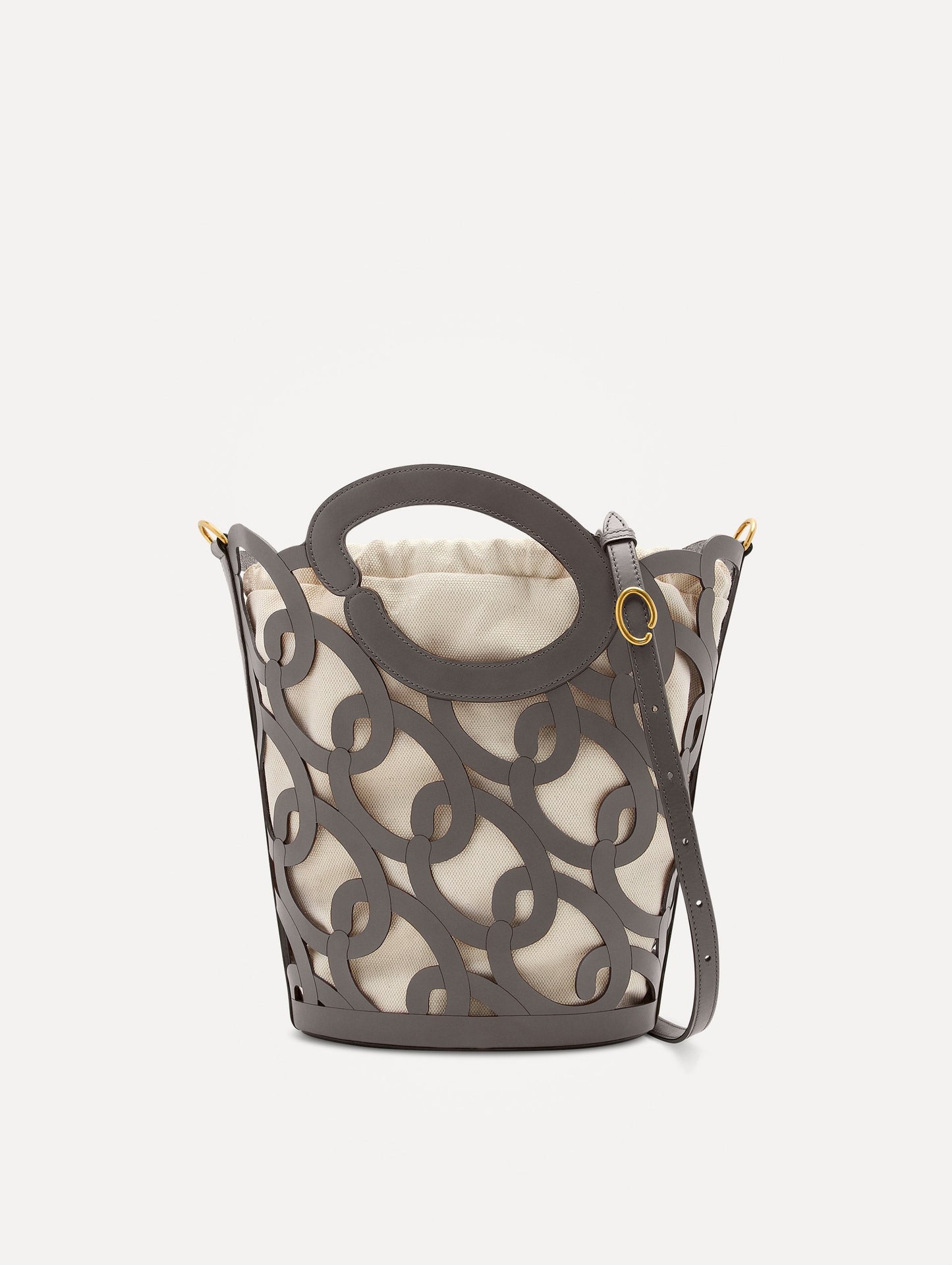 Oscar Chain-Link Leather Tote Grey / Oscar de la Renta