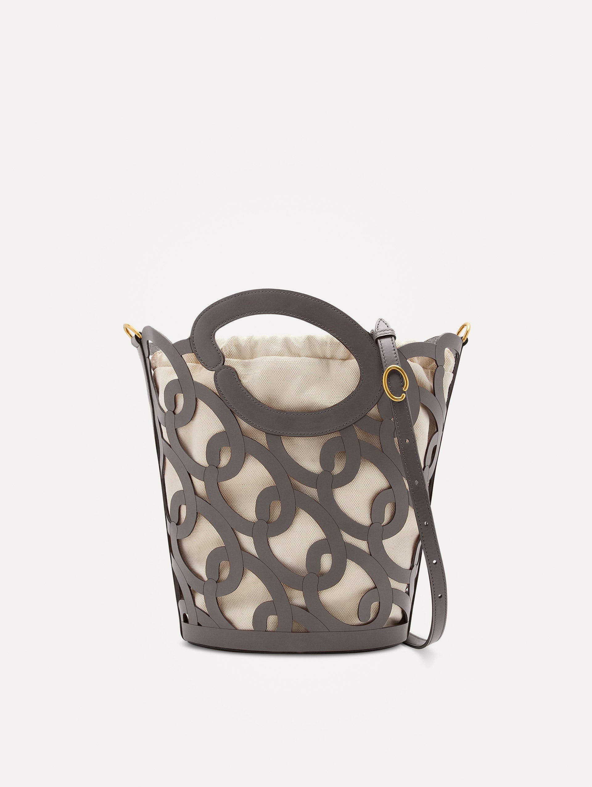 Oscar Chain-Link Leather Tote Grey / Oscar de la Renta