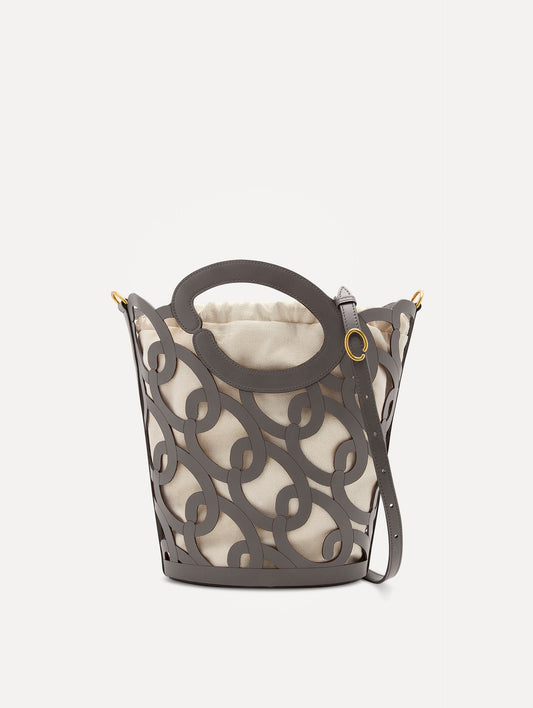 Oscar Chain-Link Leather Tote Grey / Oscar de la Renta