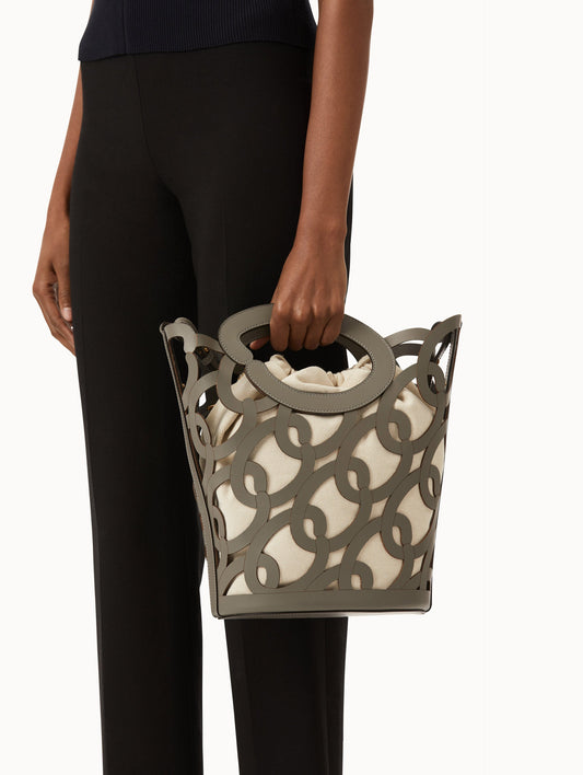 Oscar Chain-Link Leather Tote Grey / Oscar de la Renta
