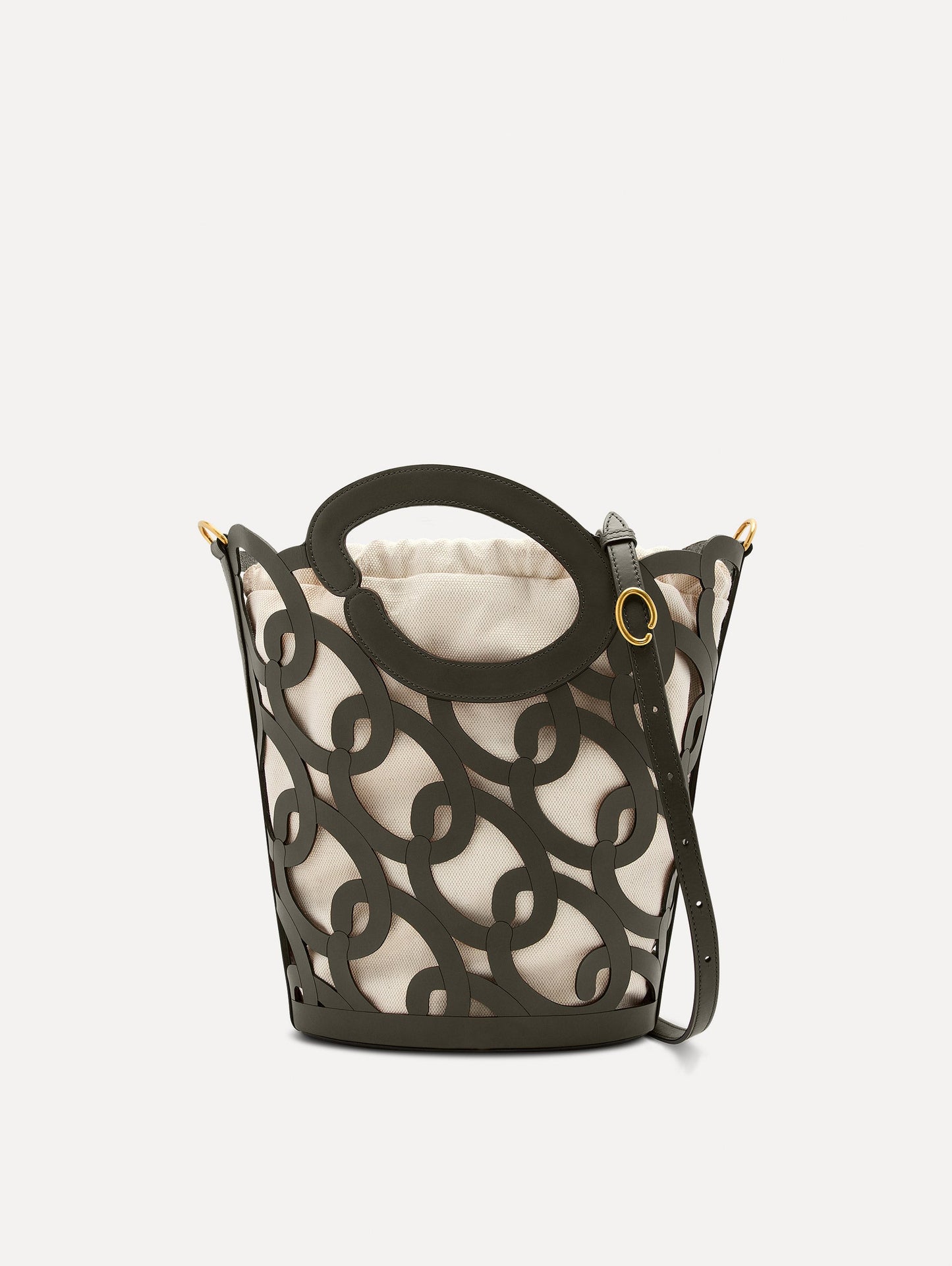 Oscar Chain-Link Leather Tote Birch / Oscar de la Renta