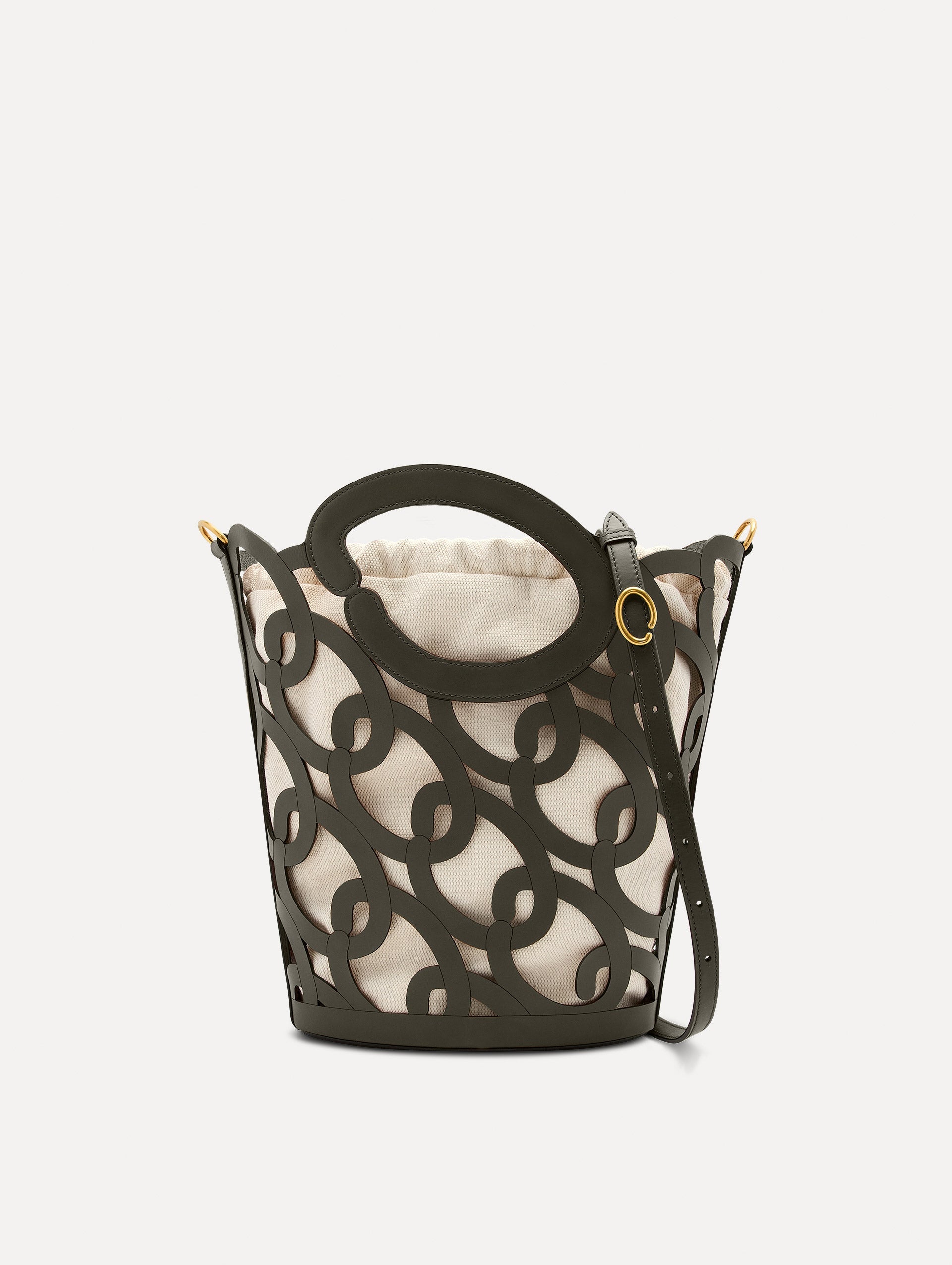 Oscar Chain-Link Leather Tote Birch / Oscar de la Renta