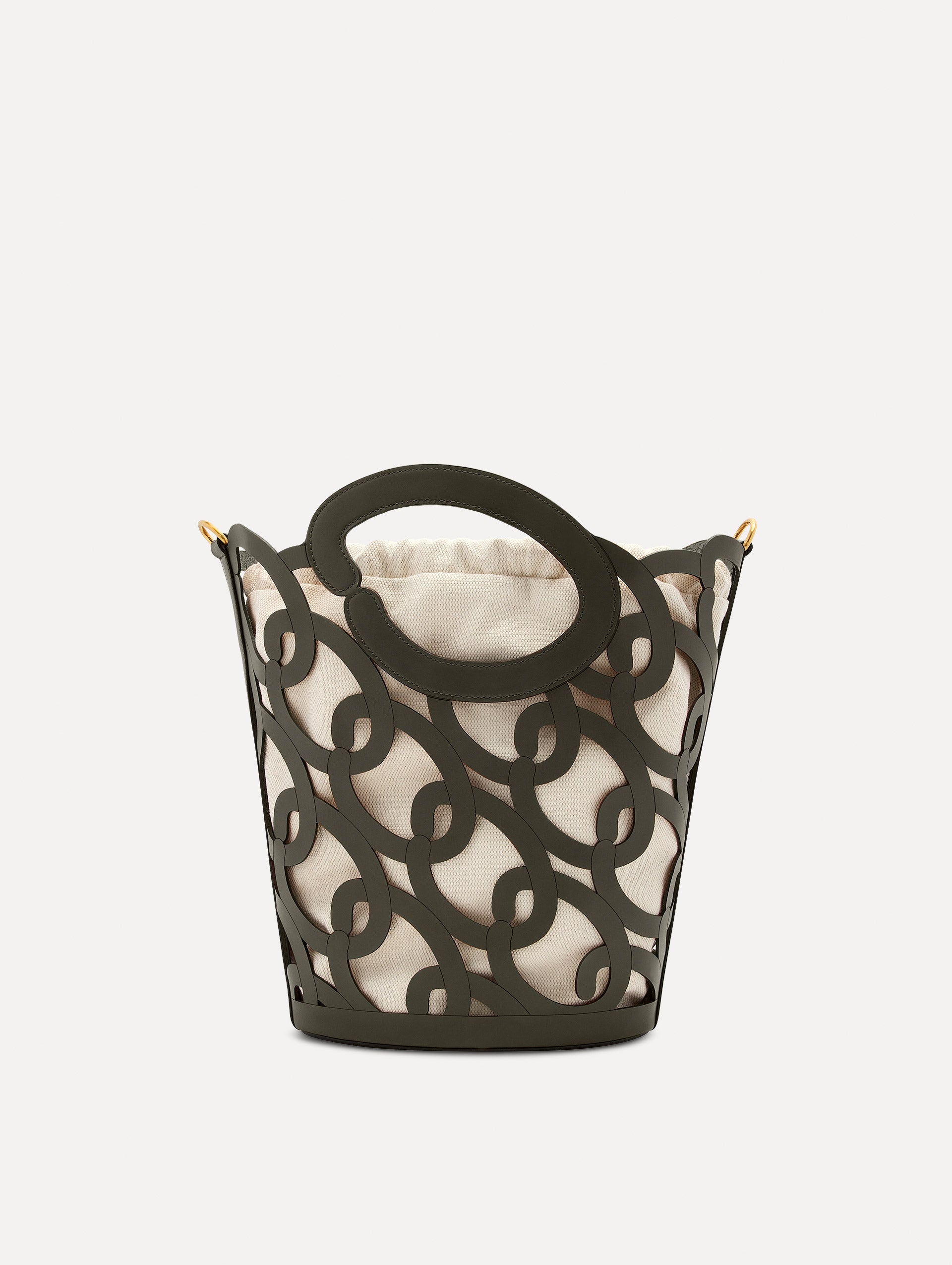 Oscar Chain-Link Leather Tote Birch / Oscar de la Renta