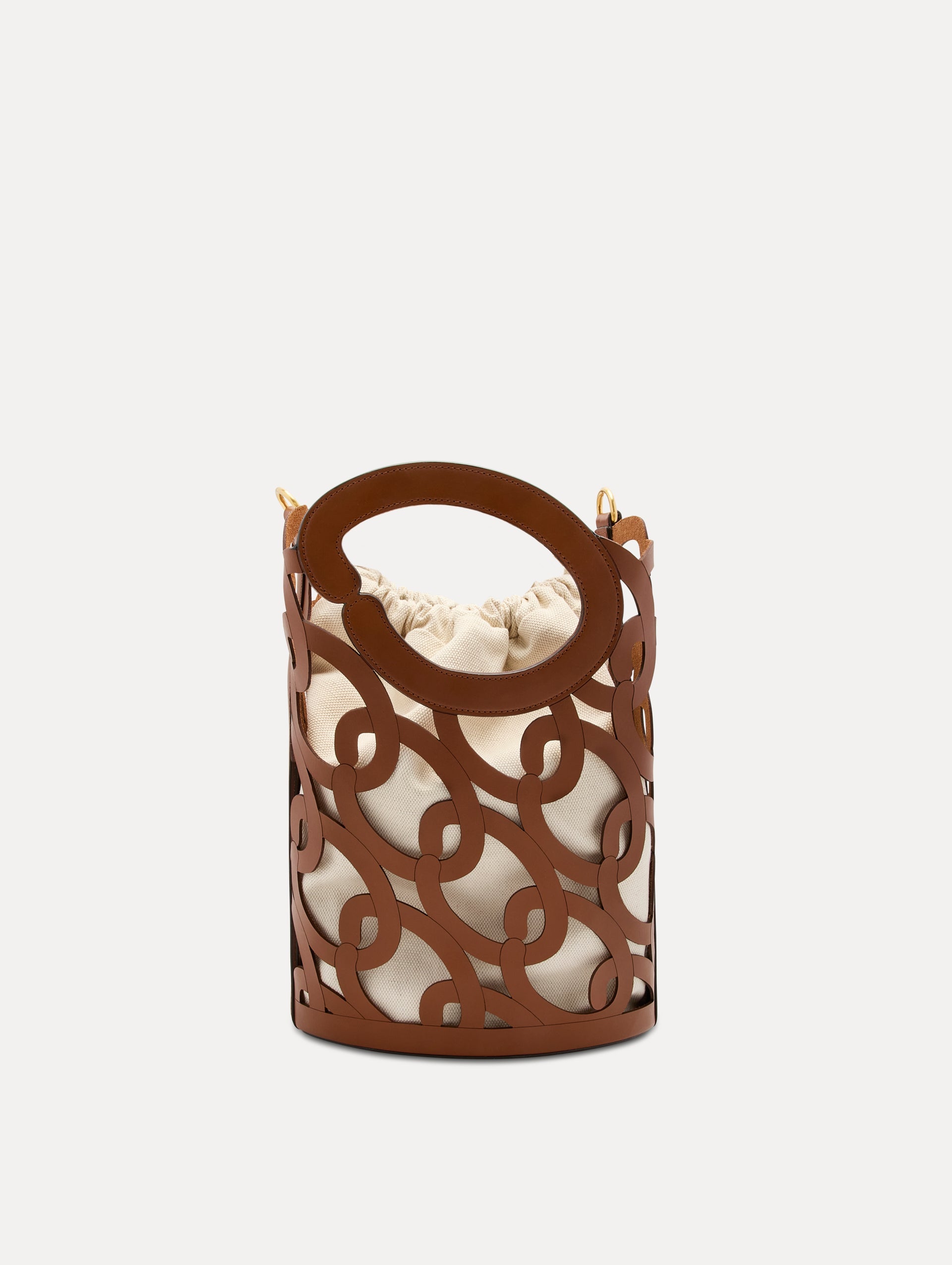 Oscar Chain-Link Leather Tote Cognac / Oscar de la Renta
