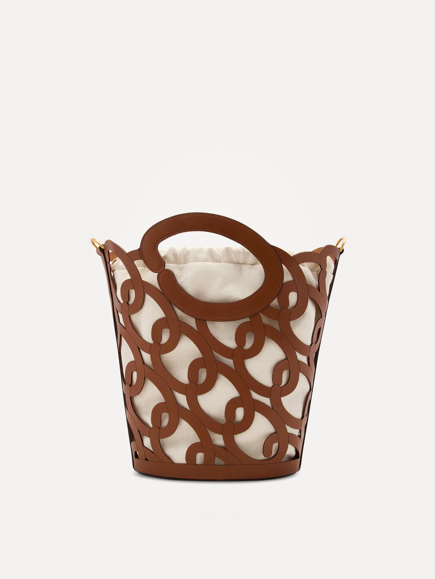 Oscar Chain-Link Leather Tote Cognac / Oscar de la Renta