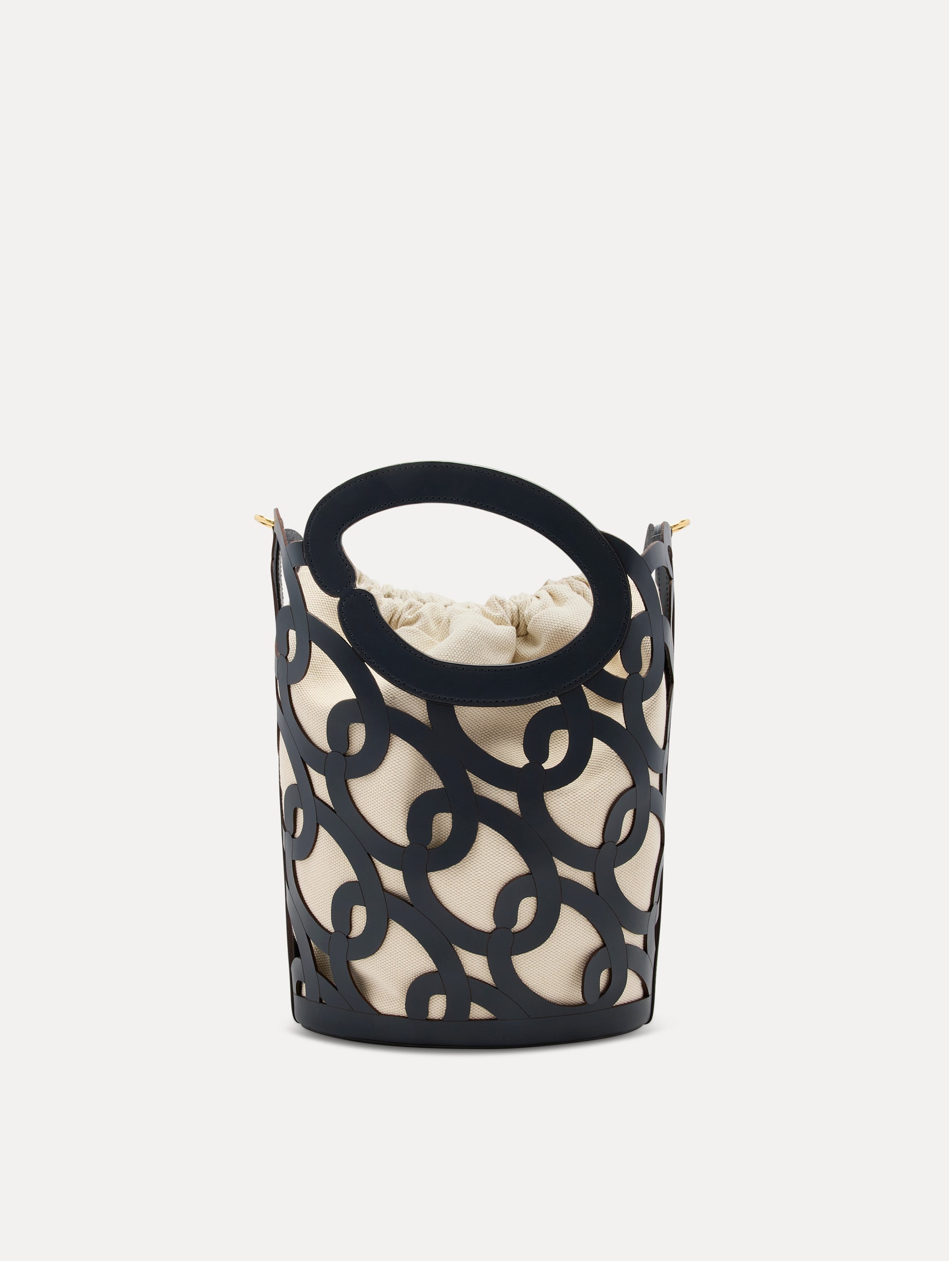 Oscar Chain-Link Leather Tote Navy / Oscar de la Renta