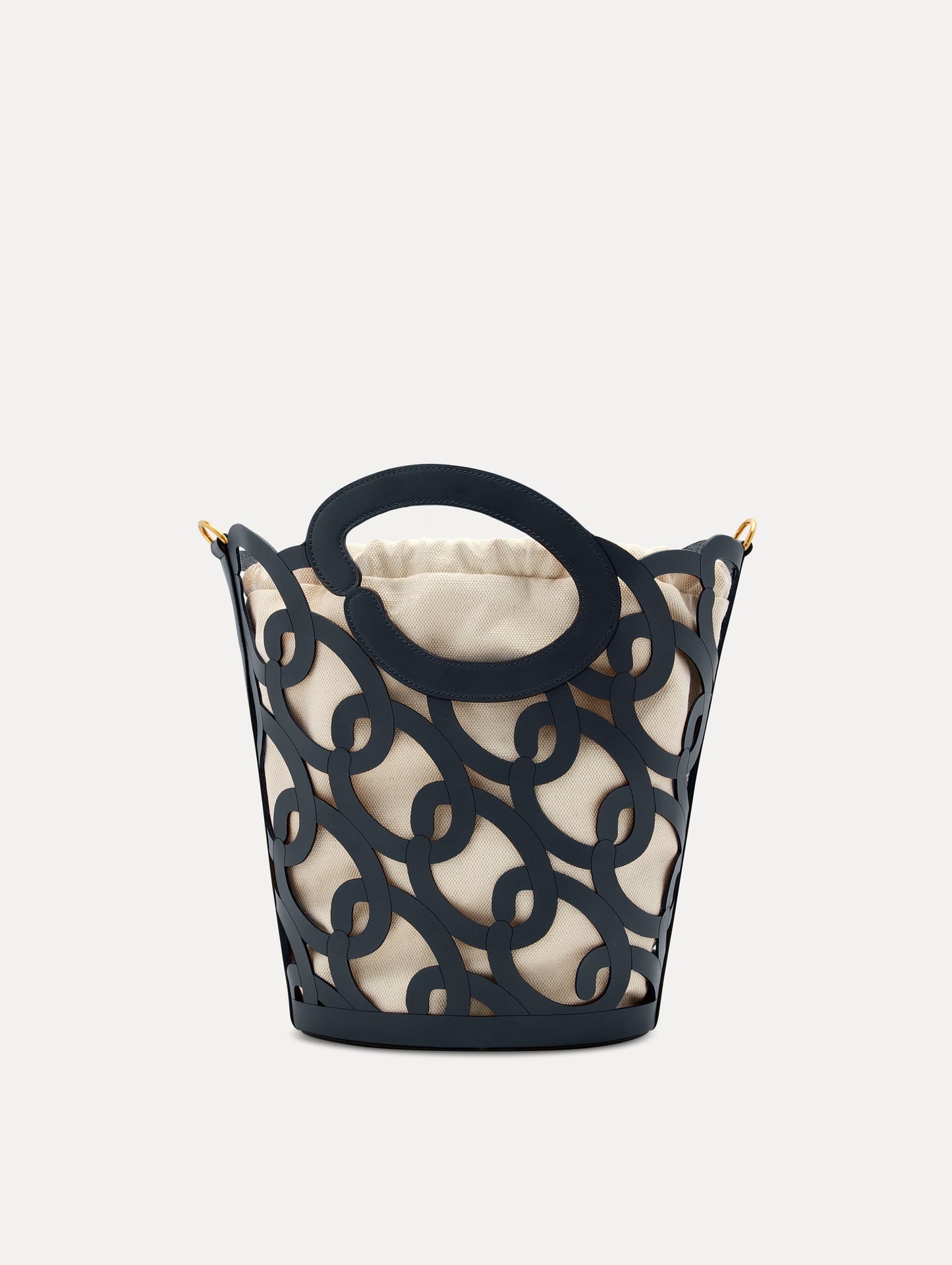 Oscar Chain-Link Leather Tote Navy / Oscar de la Renta