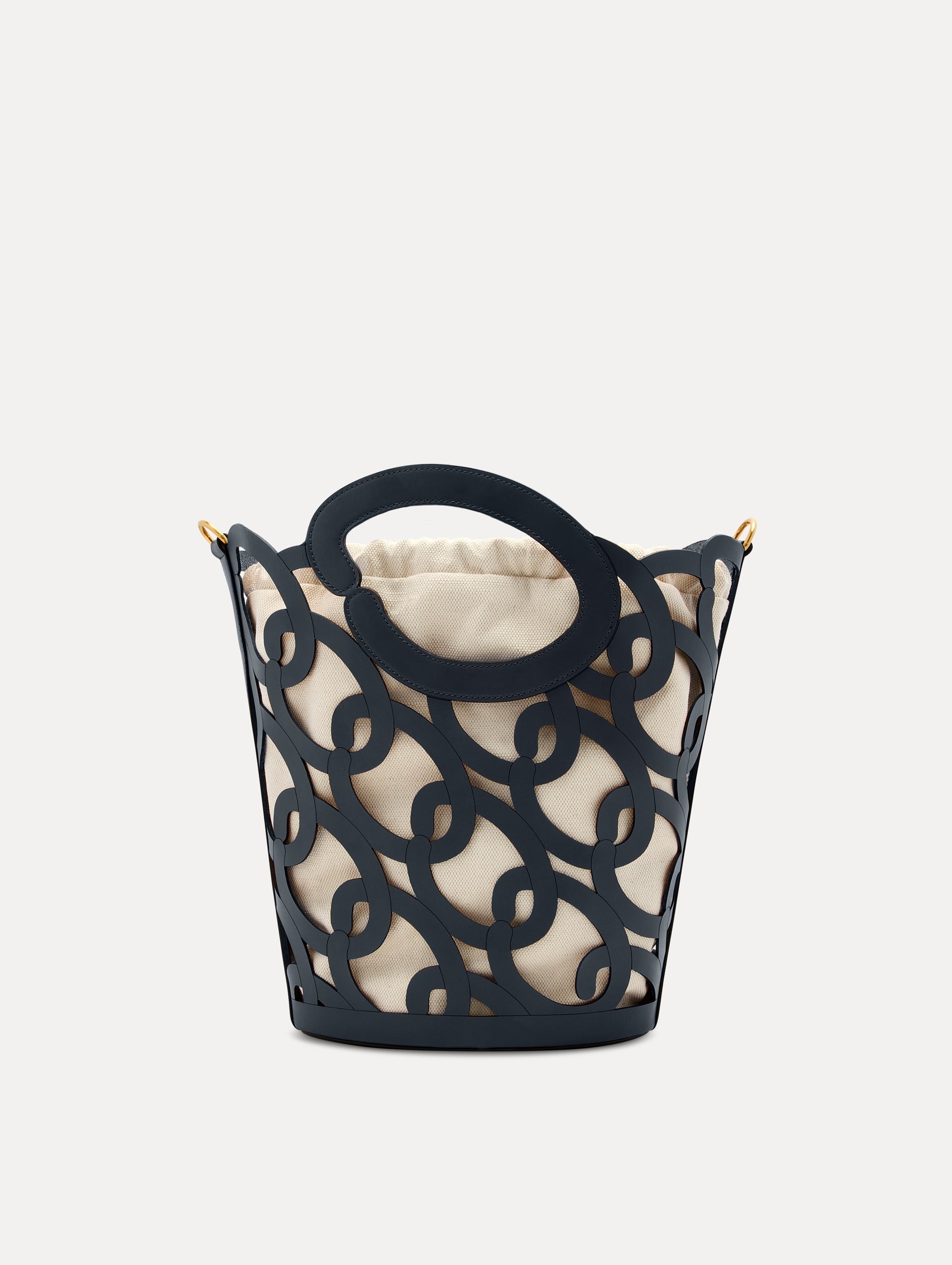 Oscar Chain-Link Leather Tote Navy / Oscar de la Renta