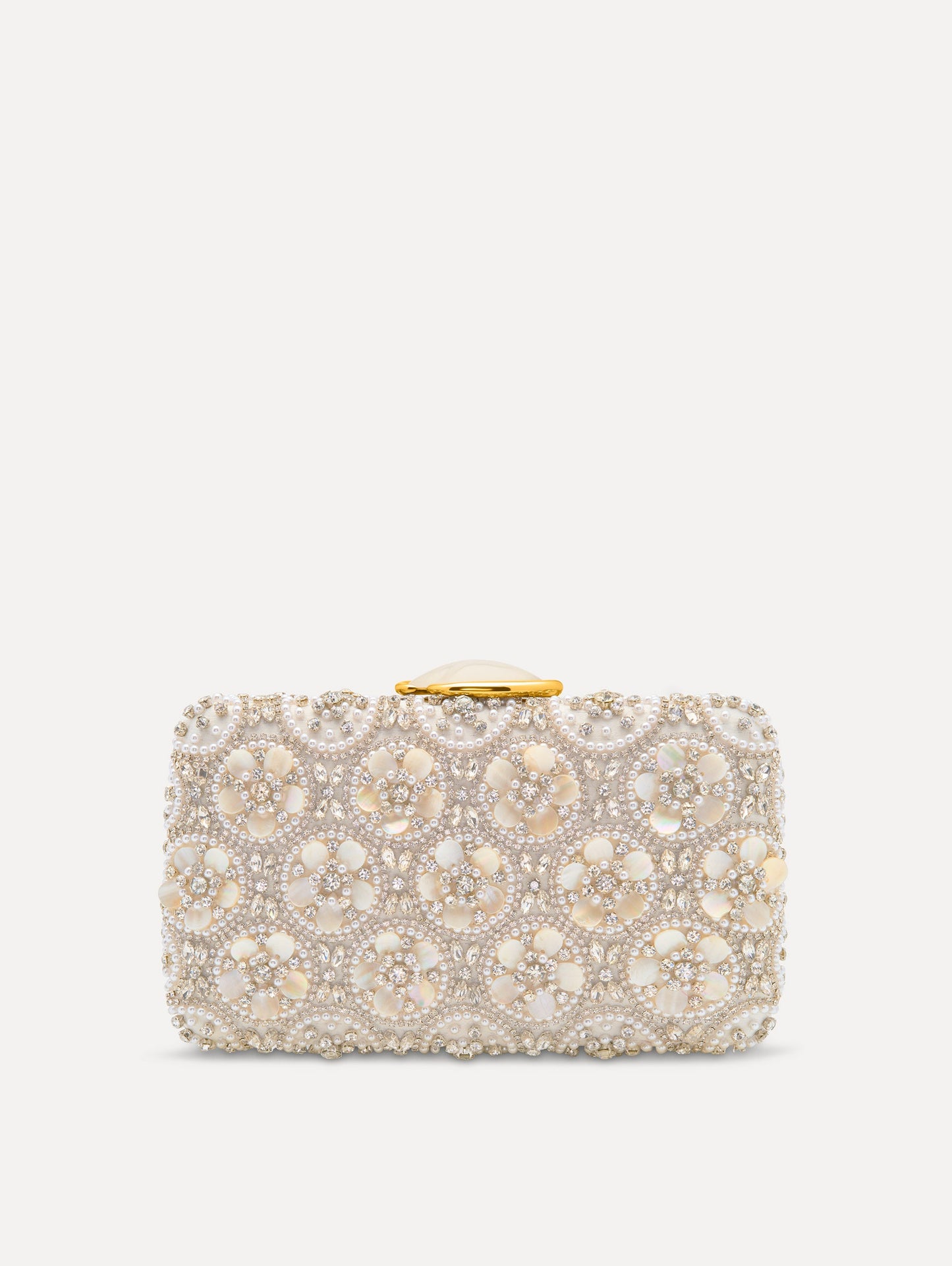 Mother of Pearl Embroidered O Minaudière Pearl / Oscar de la Renta