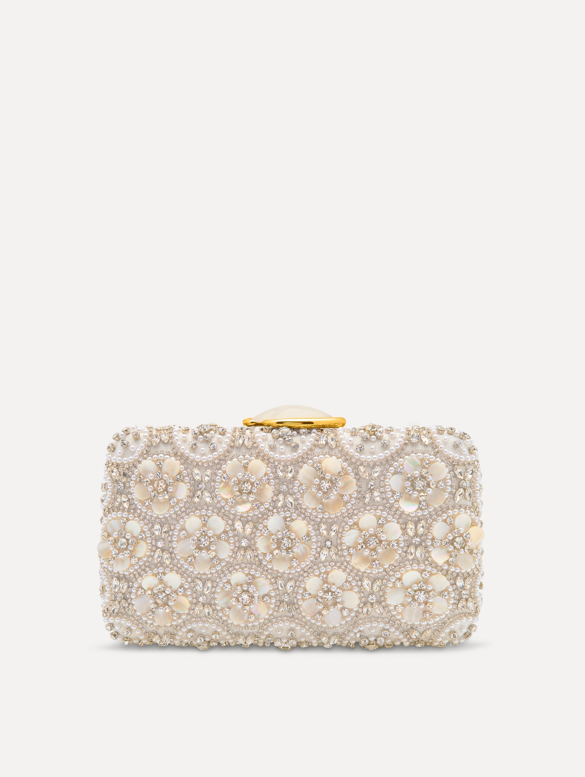Mother of Pearl Embroidered O Minaudière Pearl / Oscar de la Renta