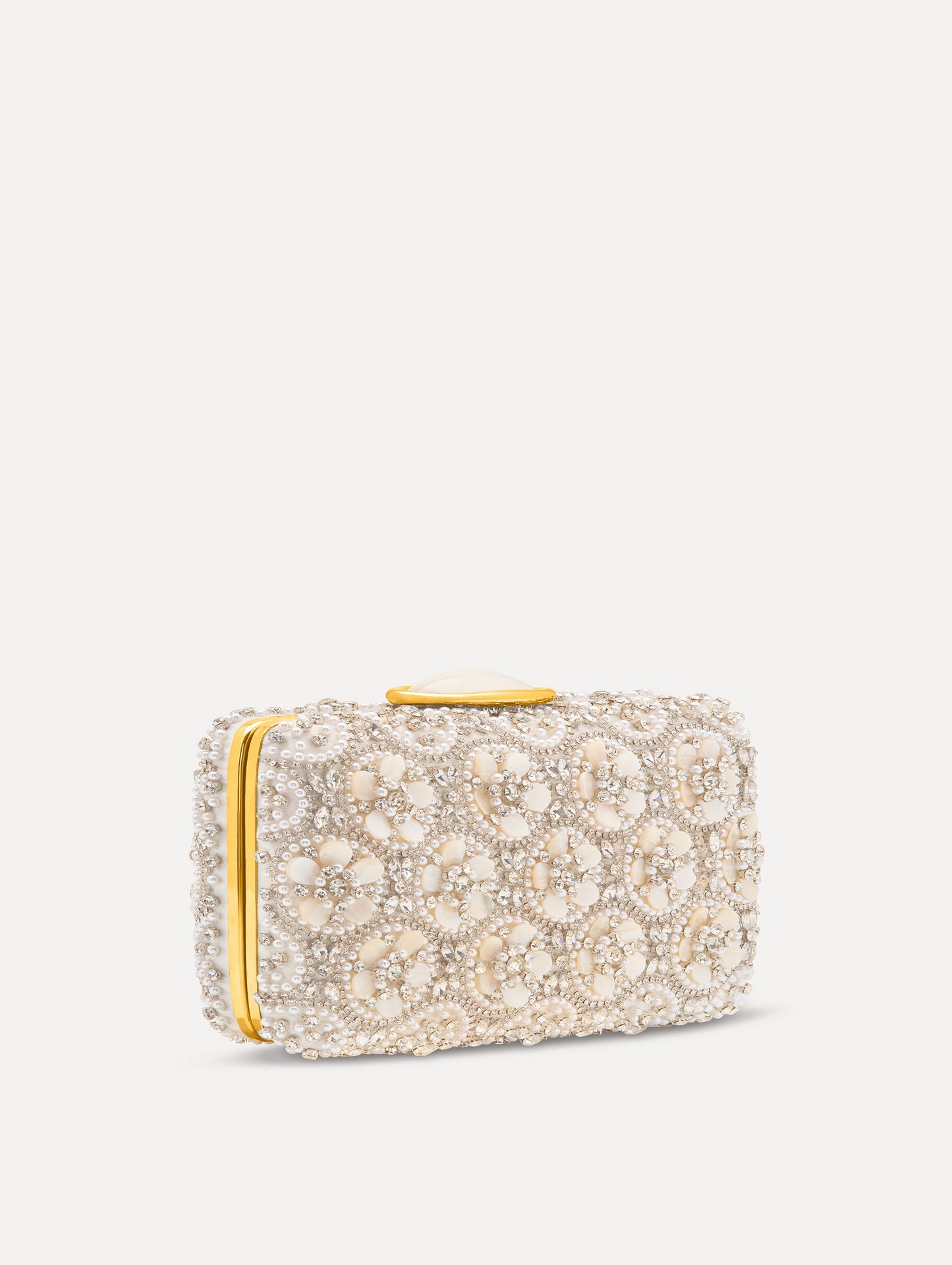 Mother of Pearl Embroidered O Minaudière Pearl / Oscar de la Renta